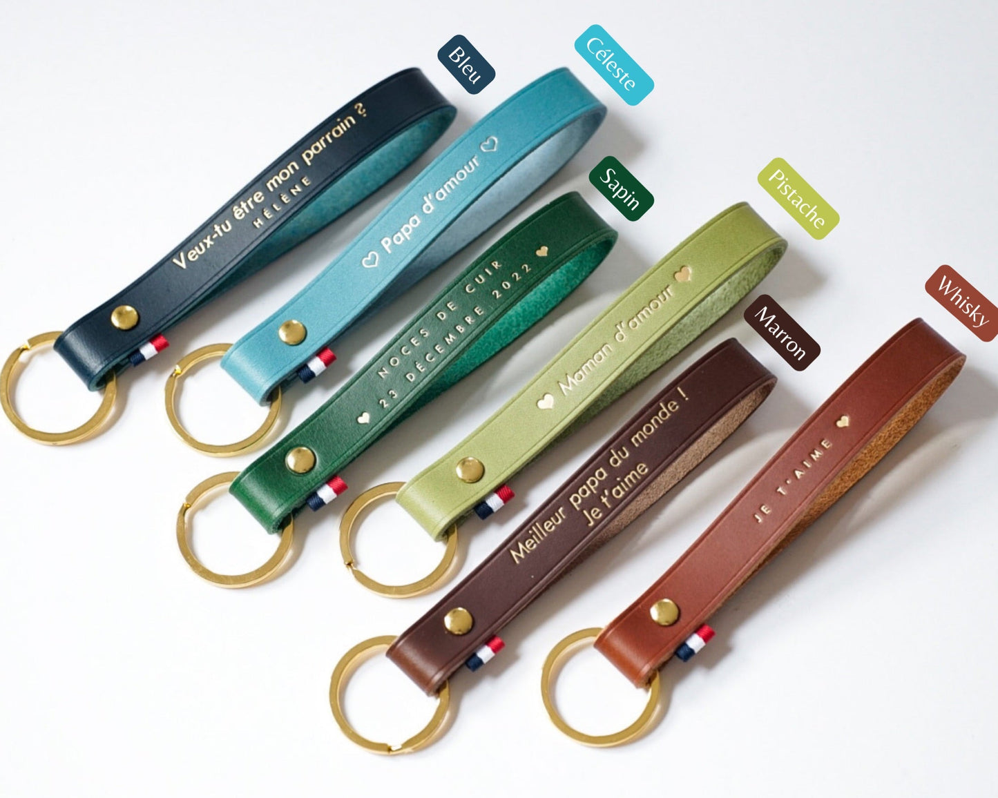 Porte-clés personnalisé en cuir Marron claire