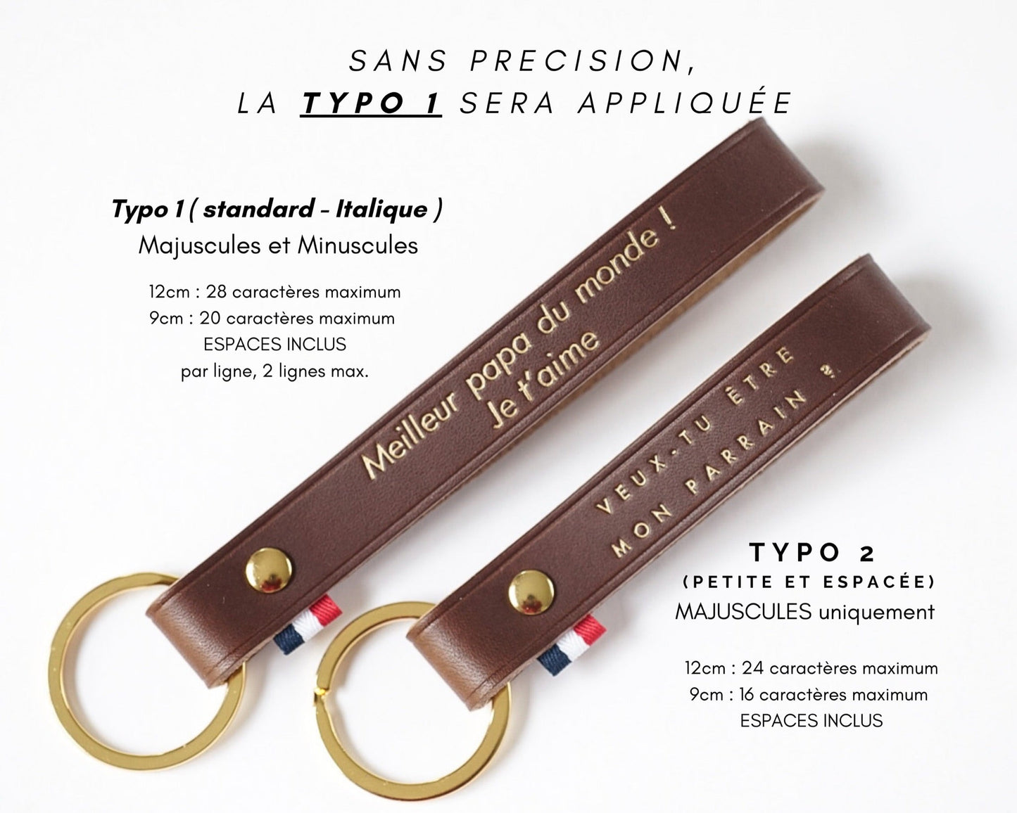 Porte-clés personnalisé en cuir Marron claire